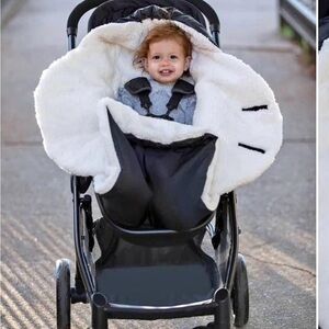 Plush White Sherpa Stroller Liner Bib - Cozy Baby Stroller Insert